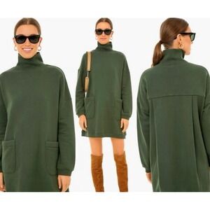 Tuckernuck Pomander Place Green Porter Oversized Sweatshirt Dress Mock Neck L
